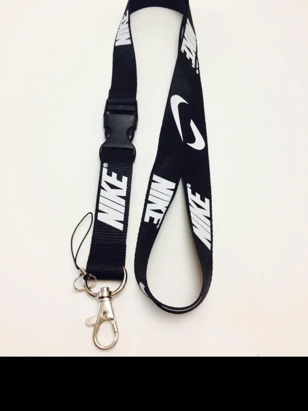 Nike Black and White Logo Lanyard with Clip